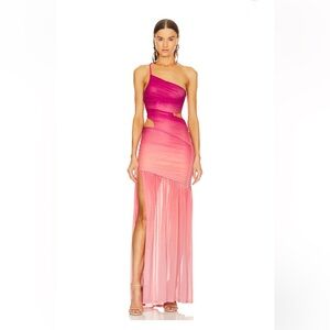 Michael Costello One-Shoulder Fuchsia Ombre Dress